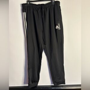 ADIDAS BLACK WITH WHITE STRIPED LEGS MENS JOGGER PANTS SIZE 2XL